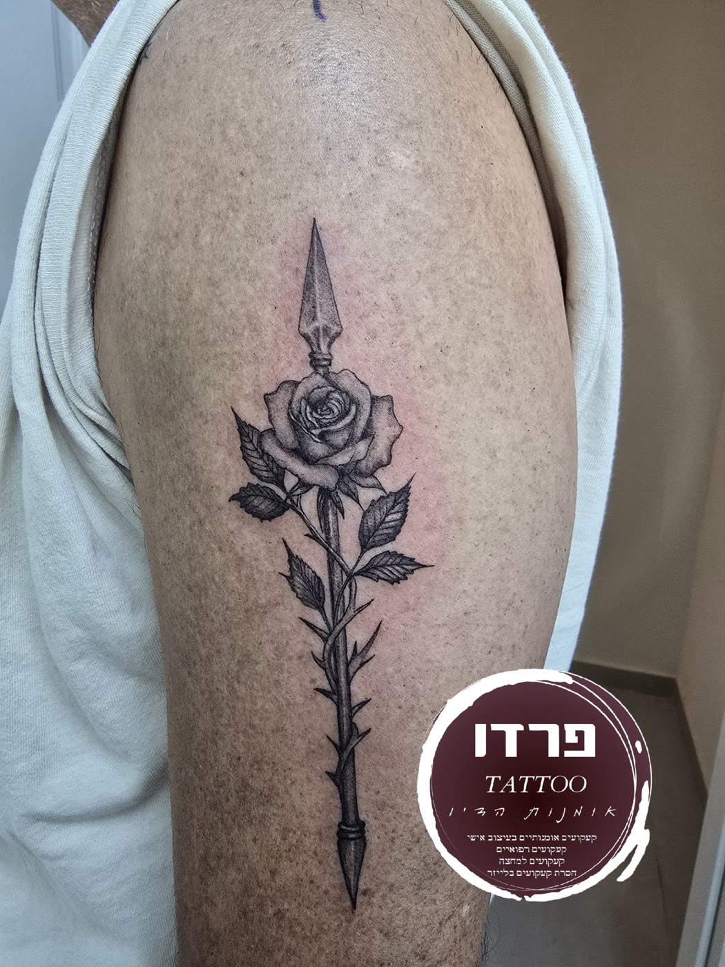 קעקוע ורד על חנית